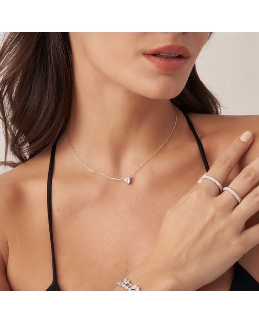 Shabella Nyc Metallic Crystal Heart Necklace
