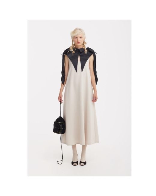 Julia Allert Black Sculptural Satin Statement Collar –