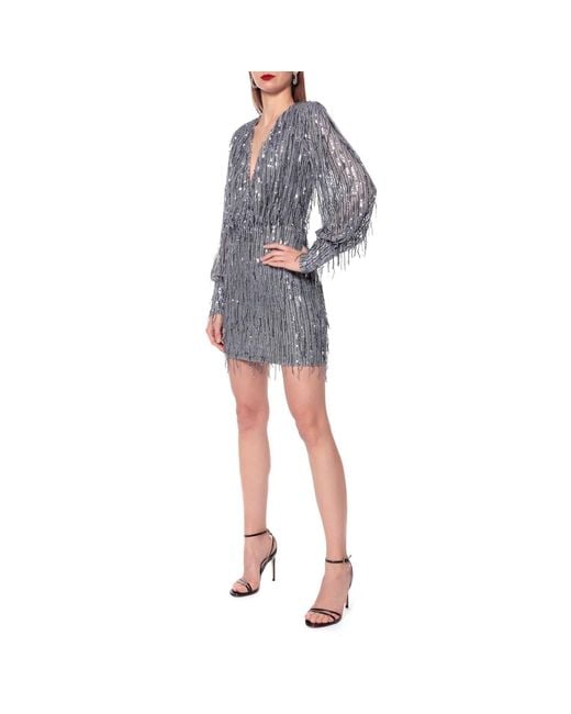 AGGI by HALEWSKI Gray Soraya Meteor Shower Sequin Mini Dress