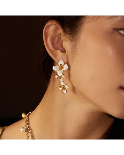 Retro Chic Metallic Iris Blossom Earrings