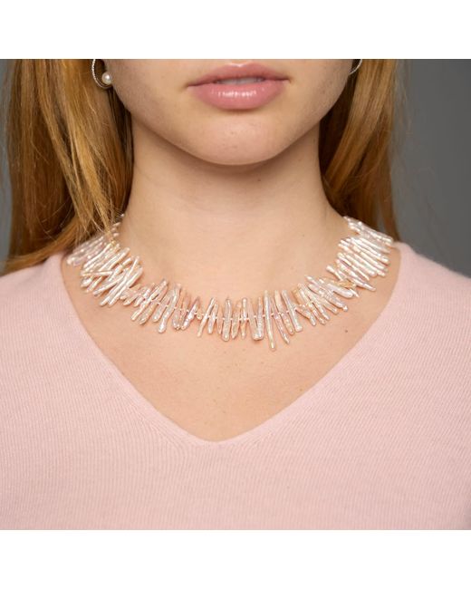 Pearls of the Orient Online White Decus Stick Cultured Freshwater Pearl Necklace
