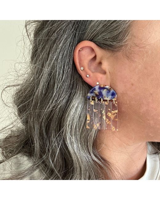 CLOSET REHAB Blue Fringe Earrings
