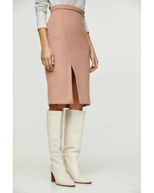 Conquista Brown Colour Faux Mouflon Pencil Skirt