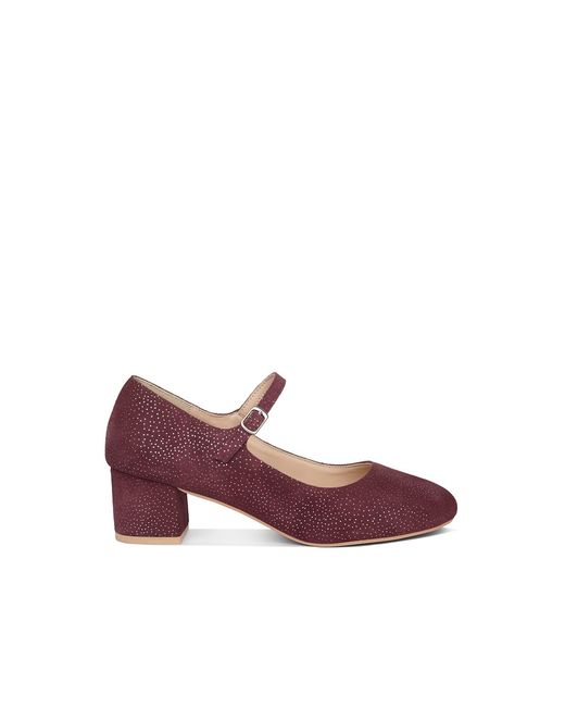 Rag & Co Red Bettola Shimmer Suede Mary Jane Sandals