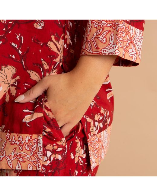 Inara Red Indian Cotton Rubra Pyjama Set
