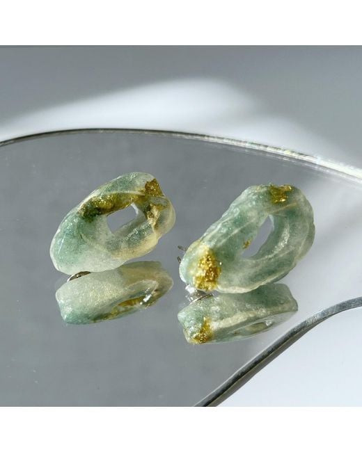Bio-Trimmings Green Hutton Cutout Forest Bio-Gem Earrings