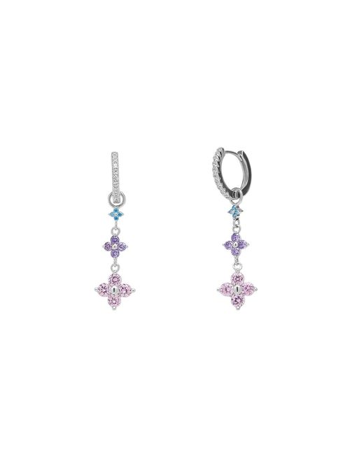 Spero London White Pastel Clovers Pave Drop Earrings