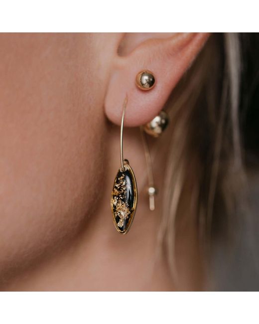 Kate Koel Metallic Midnight Art Deco Filled Drop Earrings
