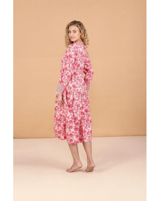 Inara Pink Cherry Blossom Cotton Dress