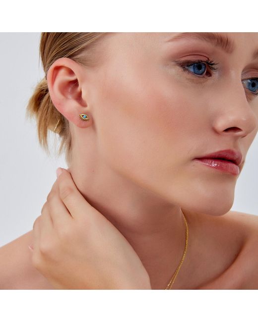 Spero London Metallic Bleu Eye Stud Earring Sterling