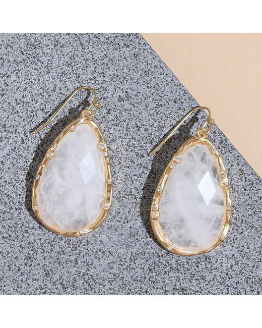 Rare Matters Jewelry Blue Timeless Nature's Beauty Teardrop Earrings Clear Quartz