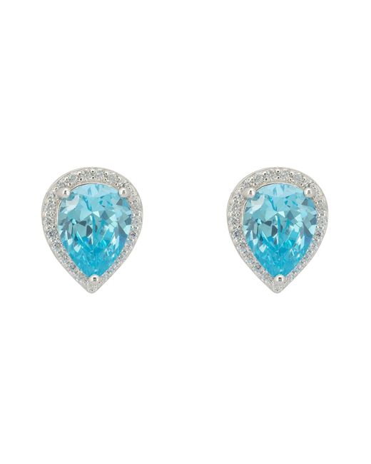Latelita London Theodora Blue Topaz Teardrop Gemstone Stud Earrings Silver