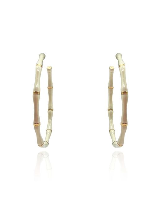 Michael Nash Jewelry Metallic Sloan Enamel And Bamboo Hoop Earrings