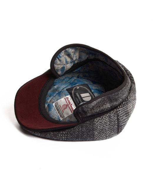 Dasmarca Hats Gray Aaron Harris Tweed Wool Cap With Earflaps for men