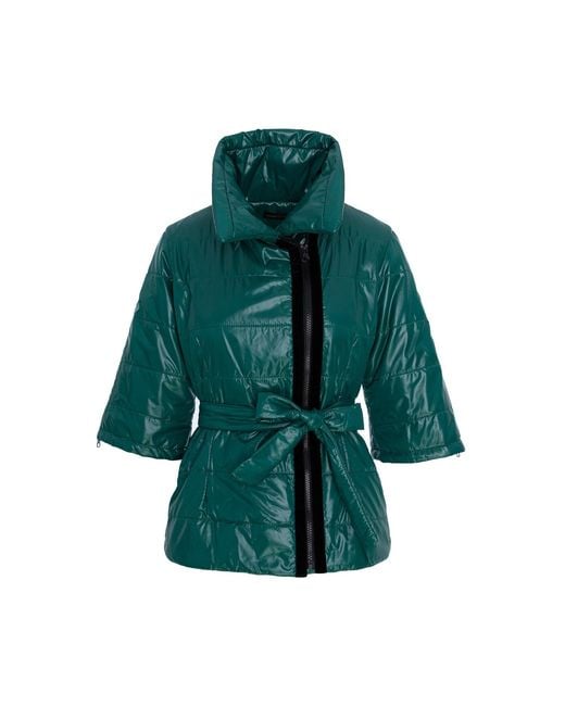 concept A trois Green Emerald Short Jacket With Zippers On The Sleeves And A Drawstring
