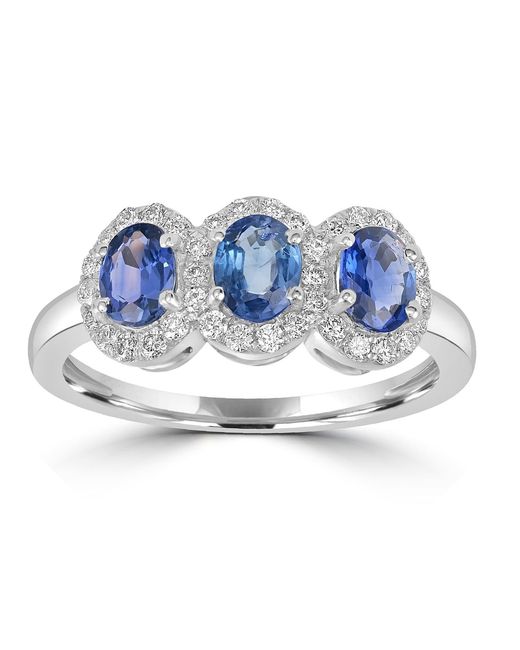 Artisan Blue Three-Stone Sapphire And Diamond Ring