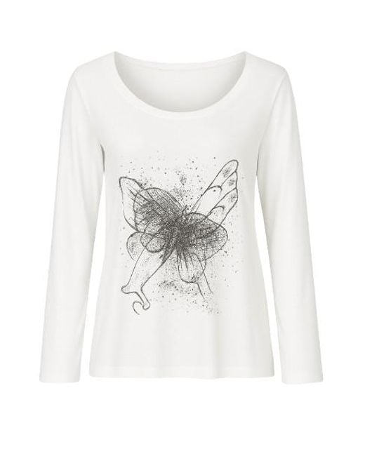 Conquista White Long Sleeved Print Top