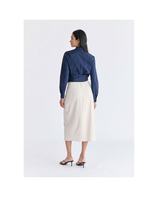 Paisie Blue Side Tie Wrap Blouse
