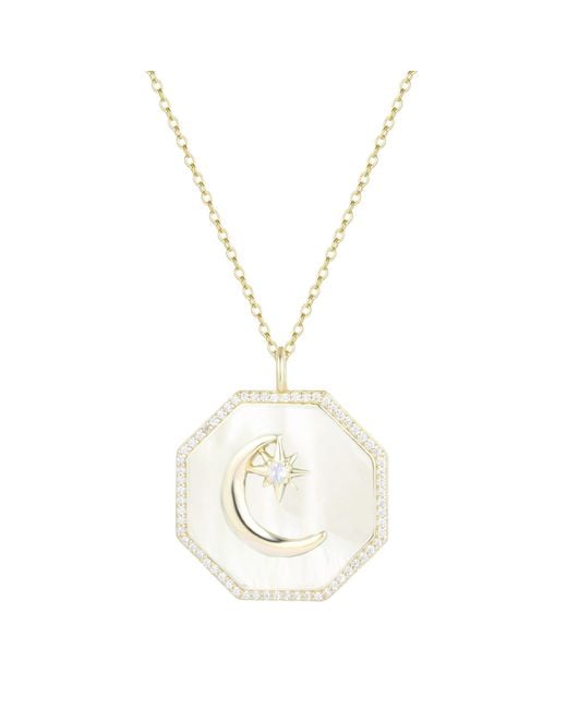 KAMARIA Metallic Octagon Moon Medallion Necklace