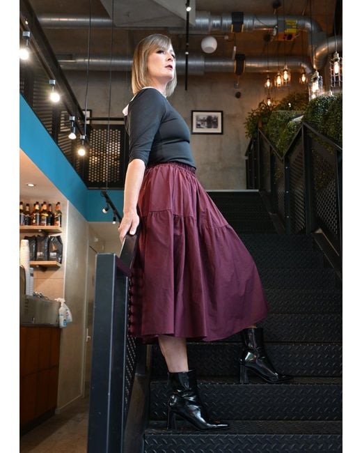 Frock Tales Purple Tahiti Midi Skirt With Pockets