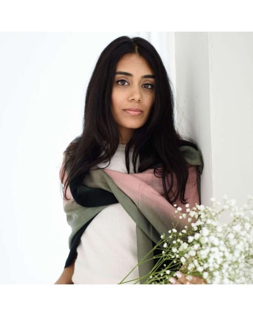 Variously Green Iris Kiwi Cashmere Merino Handwoven Scarf