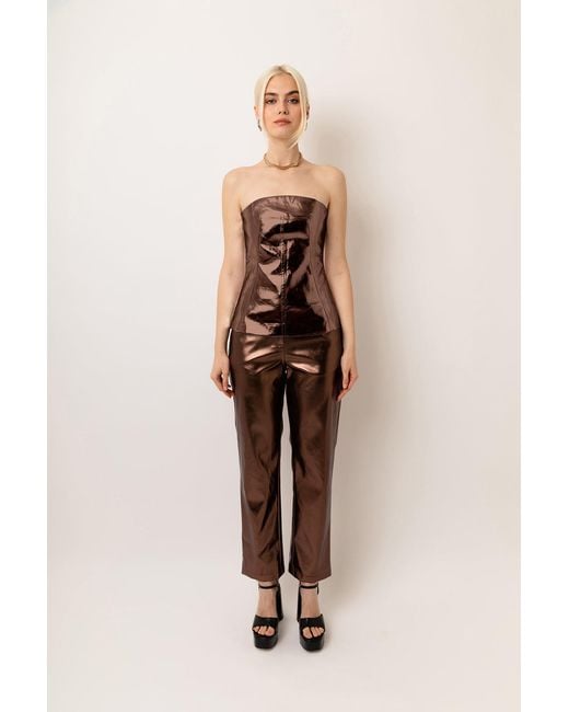 Amy Lynn Brown Lupe Mocha Metallic Trousers