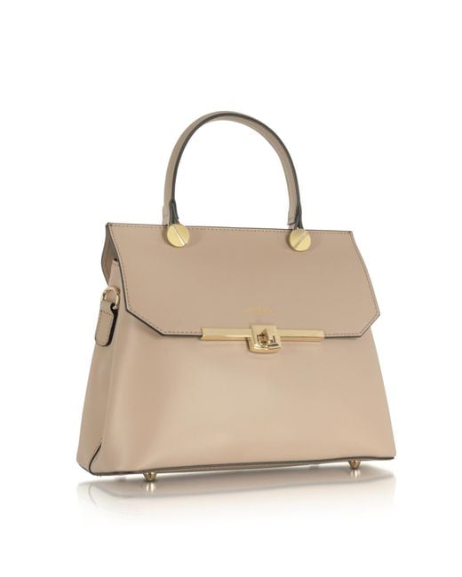 Le Parmentier Natural Neutrals Atlanta Top Handle Satchel Bag W/Shoulder Strap