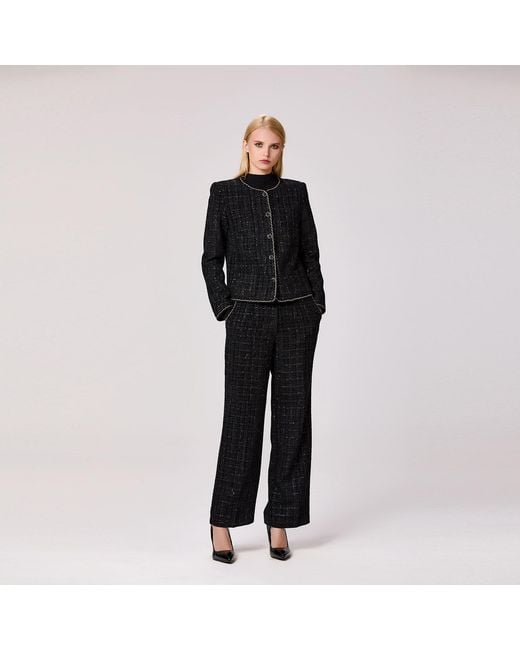 Smart and Joy Black Tweed Round Neck Jacket