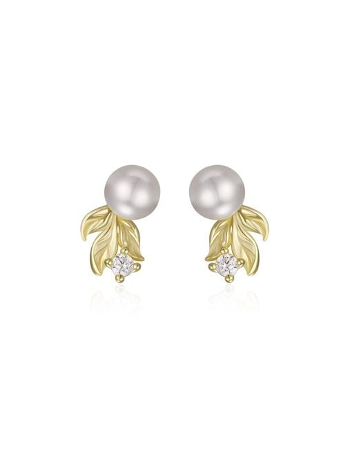 Azura Jewelry New York Metallic Whispering Grove Pearl Earrings Vermeil