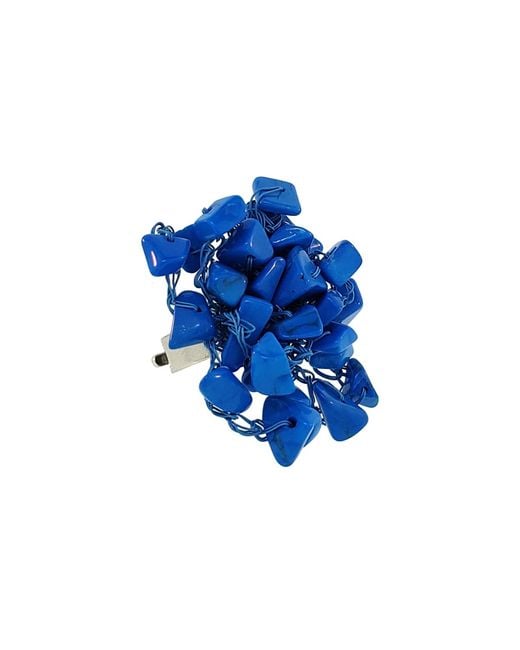 Lavish by Tricia Milaneze Azurite Blue Mix Rocks Cluster Handmade Crochet Ring
