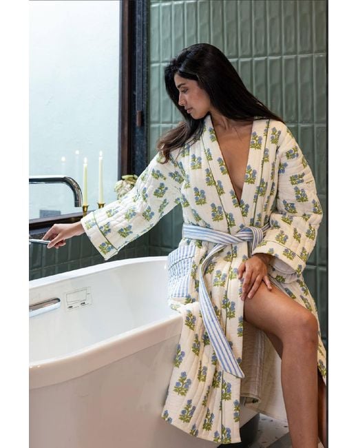 Mooch Cotswolds Metallic Quilted Luxury Cotton Dressing Gown Robe