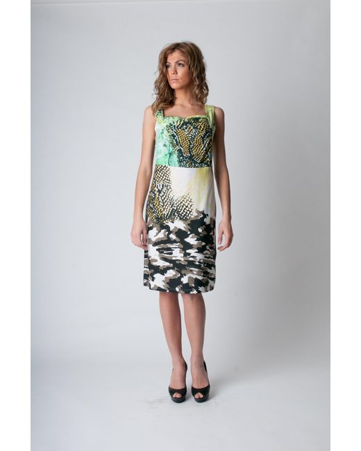 Conquista Green Sleeveless Animal Print Dress