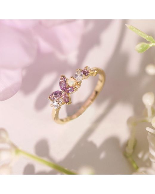 Azura Jewelry New York Metallic Monarch Butterfly Amethyst Opal Ring Vermeil