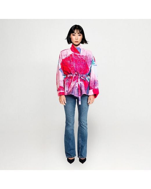 Maxjenny Red Square Boxy Jacket Print