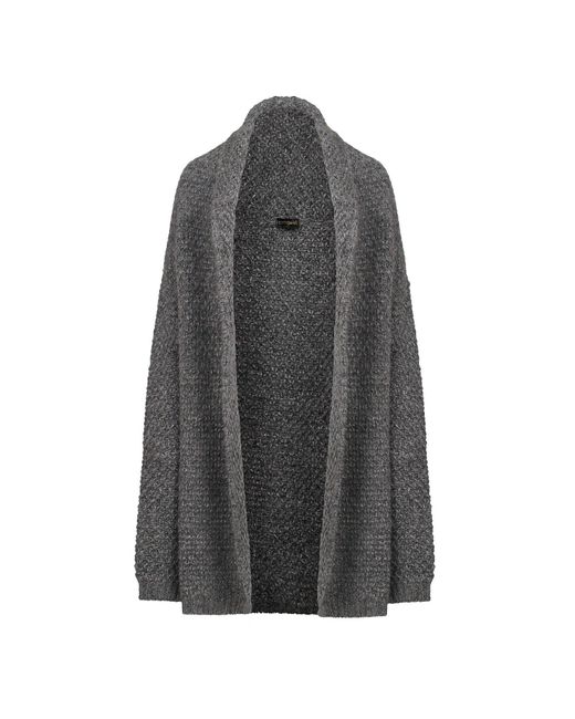 Conquista Gray Loose Fit Mohair Wool Open Front Cardigan