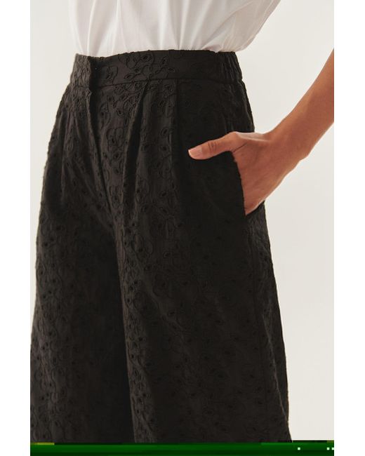 Exquise Black Broderie Anglaise Fabric Pants