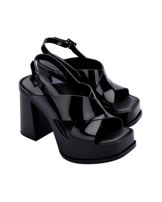Melissa Black Jelly Heeled Buckle Sandals