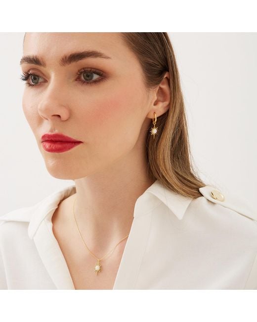 Spero London Metallic Opal Northernstar Drop Hoop Earring & Necklace Sterling Set