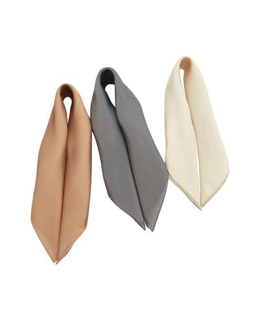 Soft Strokes Silk Brown Neutrals Pure Silk Scarf Sand Beach Solid Colour Collection Set Of Three Small