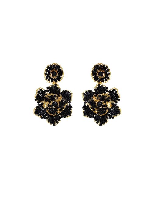 Lavish by Tricia Milaneze Black & Gold Mini Blossom Handmade Crochet Earrings