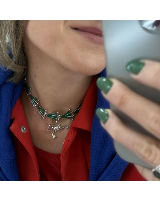 Pearl Code Green Paw Statement Choker Necklace