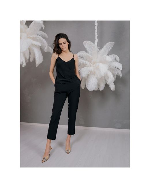 concept A trois Black Viscose Thin Strap Tank Top