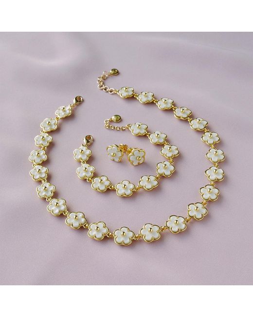 POPORCELAIN Metallic Porcelain Daisy Cluster Necklace