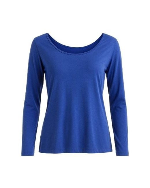 Conquista Blue Long Sleeve Off-Shoulder Top
