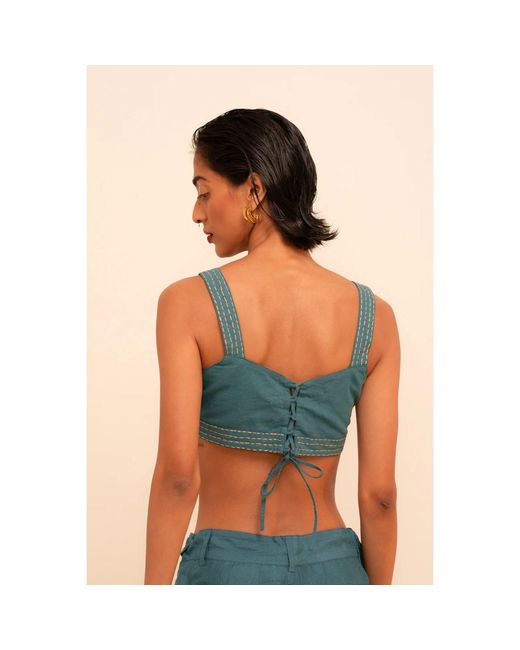 Tega Collective Green Samudram Coral Bralette