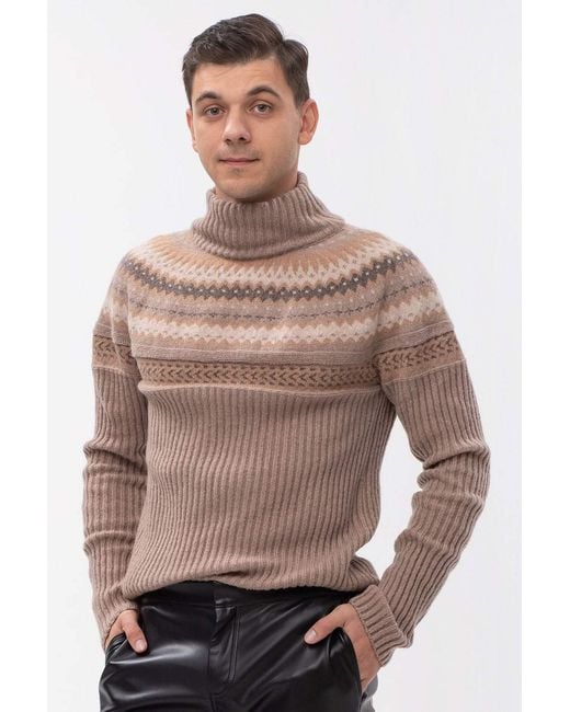 Maison Bogomil Pink Turtleneck Ribbed Long Sweater for men