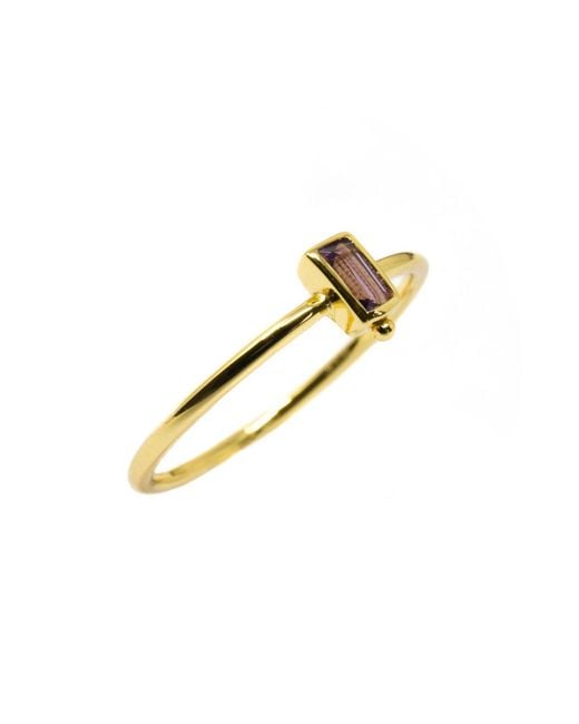 NASI SILVER Metallic Level Baguette Ring- Amethyst