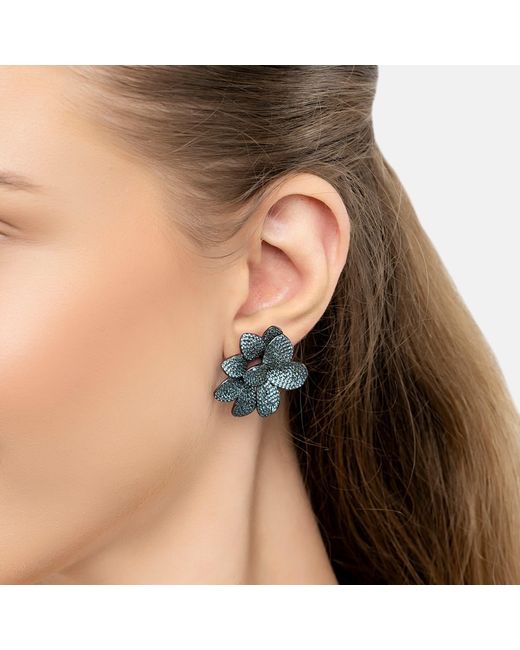 Latelita London Green Amaryllis Flower Large Stud Earrings Aqua