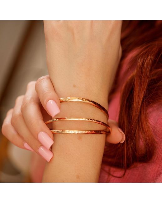 Melt'm Jewelry Metallic Hammered Filled Cuff Bracelet, Bold Open Bangle