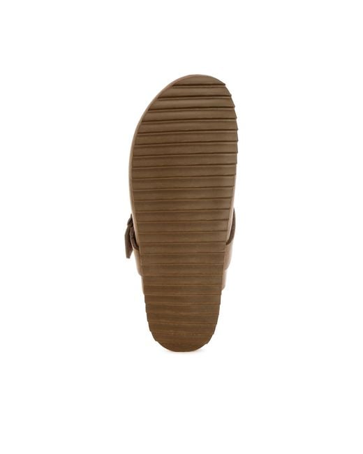 Rag & Co Brown Neutrals Ratiha Buckle Accent Slip-On Footbed Mules